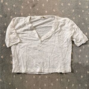 NWOT Boden White V-Neck Linen Top